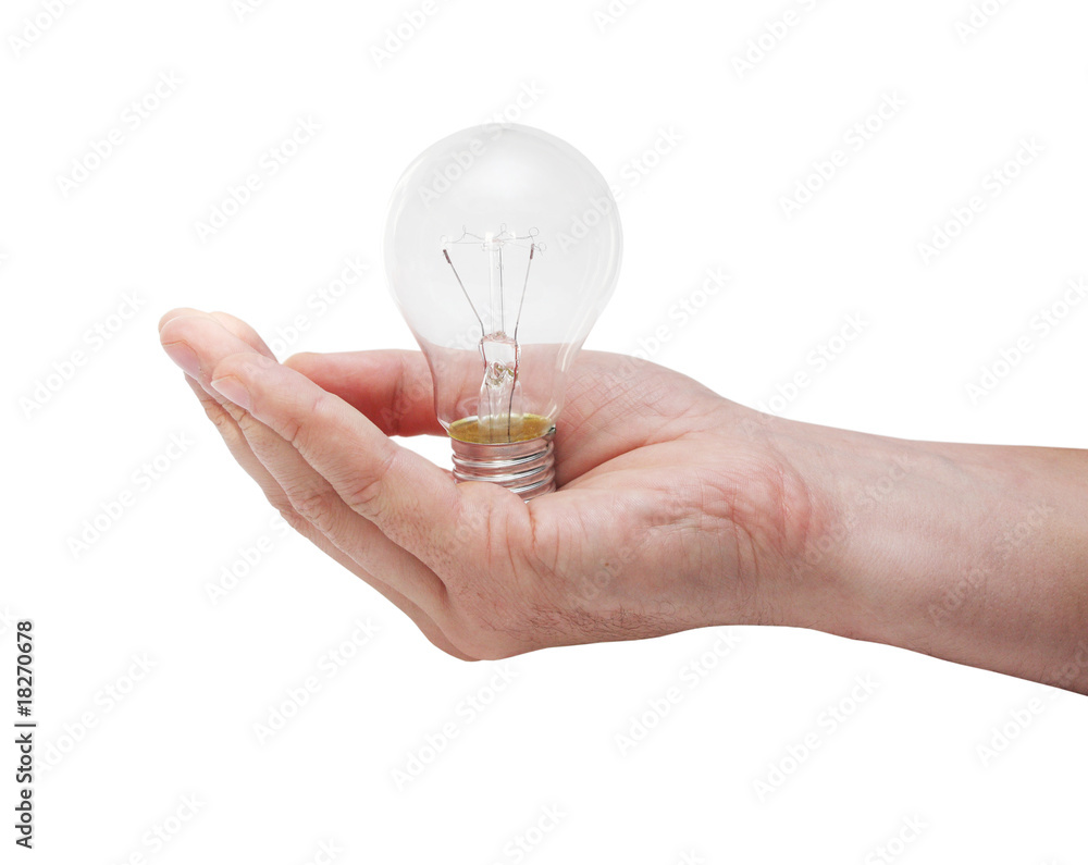 Energy bulb in man hand Energy bulb in man hand