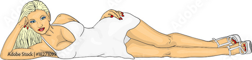 vector - lying beautiful blonde in white