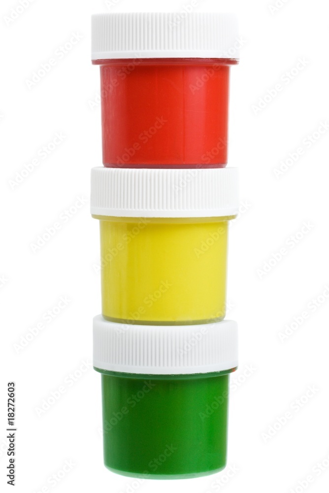 Set of the watercolor gouache paints isolated on white Set of the watercolor gouache paints isolated on white