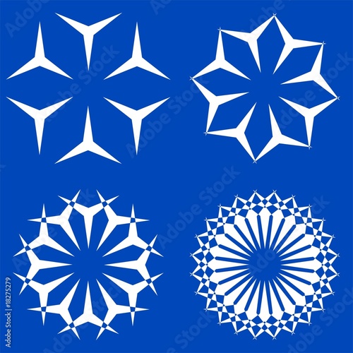 white vectorial crystal snowflakes on blue background