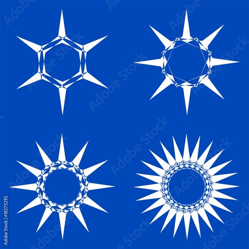 white vectorial crystal snowflakes on blue background