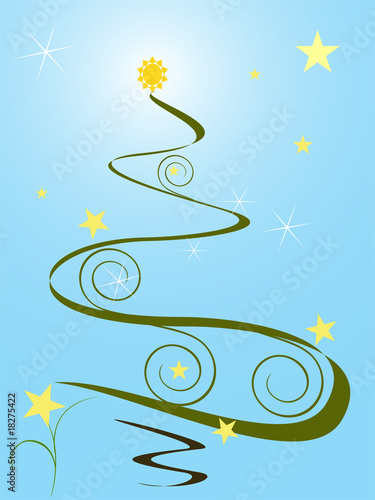 Abstrakter Weihnachtsbaum mit blauem Hintergrund