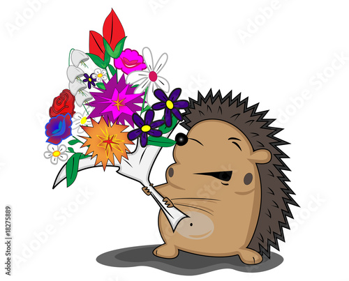 hedgehog with flowers