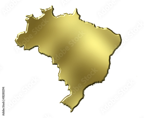 Brazil 3d Golden Map