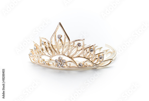 Isolated golden tiara, crown or diadem on white