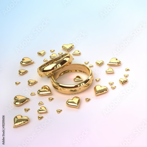 Wedding rings with hearts