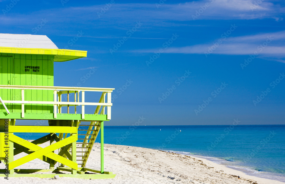 Fototapeta premium cabin on the beach, Miami Beach, Florida, USA