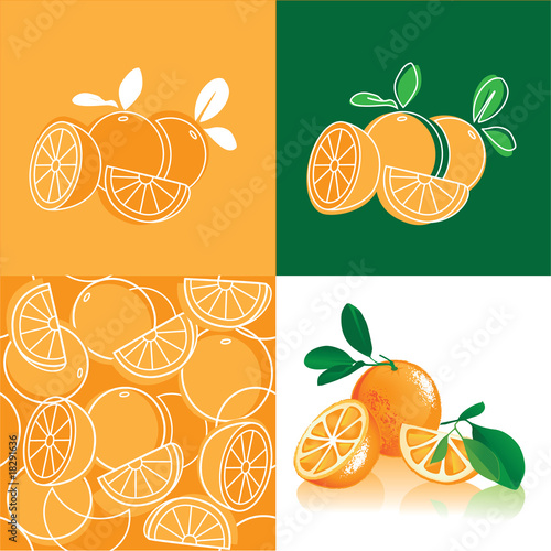 Orange, abstract background with oranges