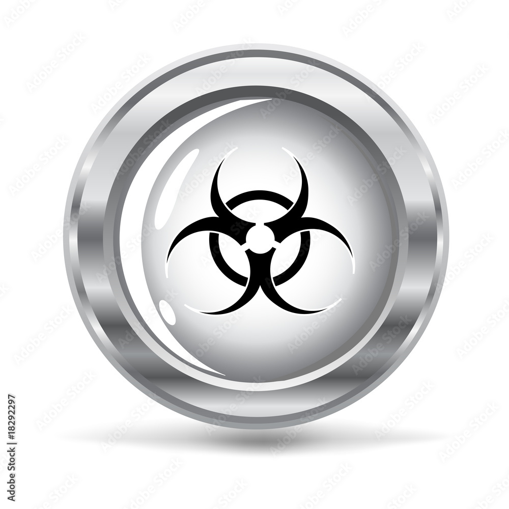 vector illustration of a metallic button with a hazard sign vector illustration of a metallic button with a hazard sign