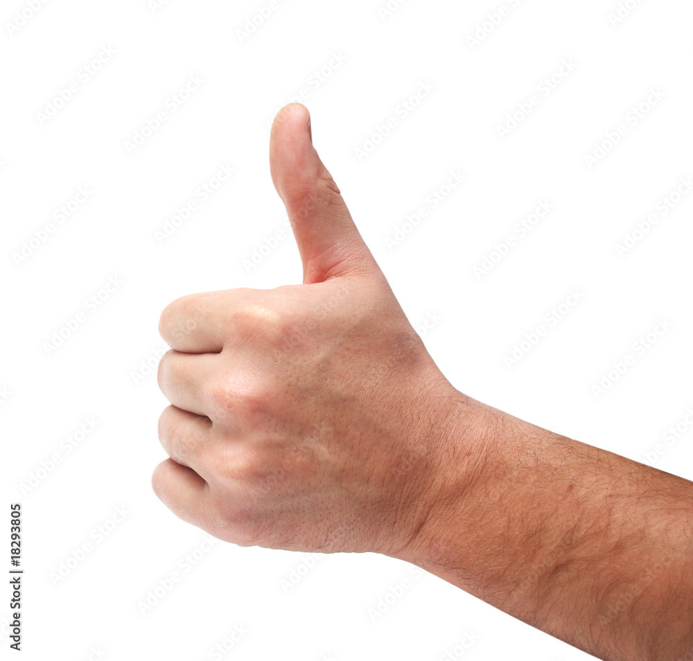 Thumb-up sign close-up isolated over white background Thumb-up sign close-up isolated over white background