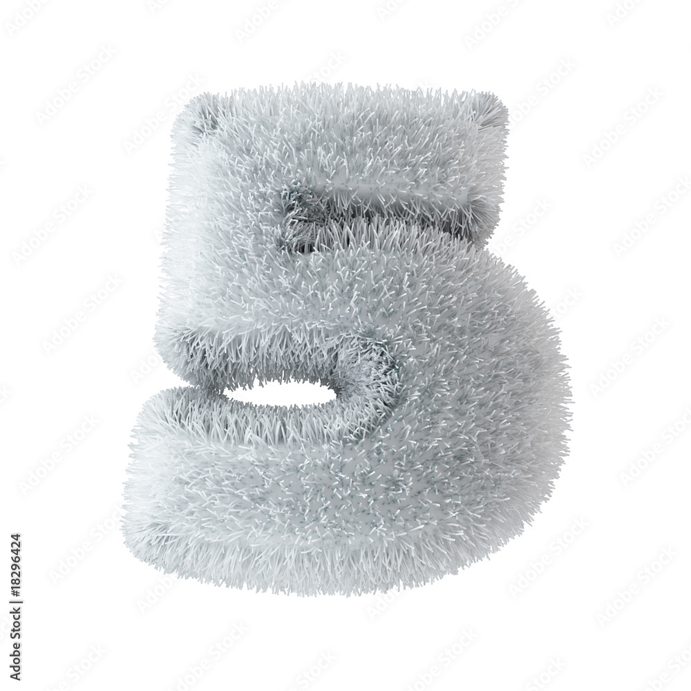 Number five sewn from santa fur with clipping path Number five sewn from santa fur with clipping path