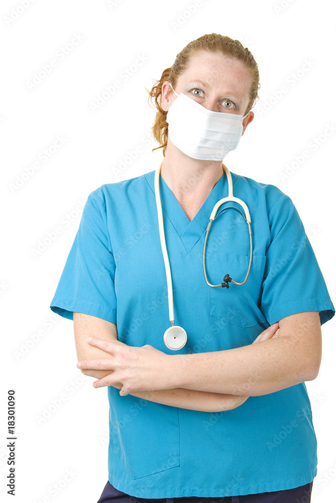 Health care worker wears mask Health care worker wears mask