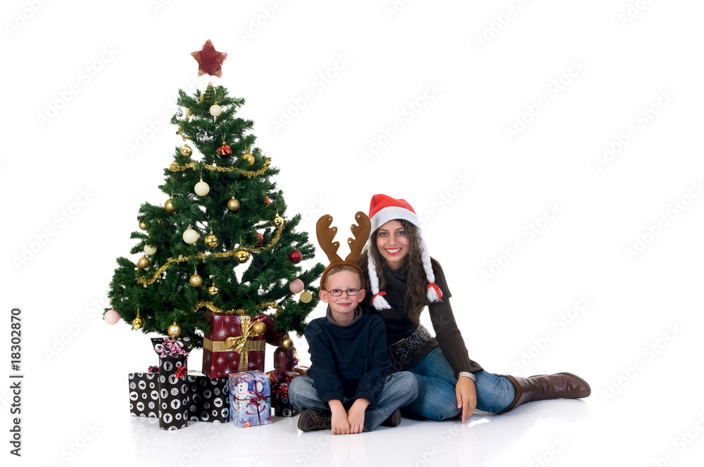 Christmas mother and son