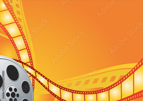 Film reel on the orange background