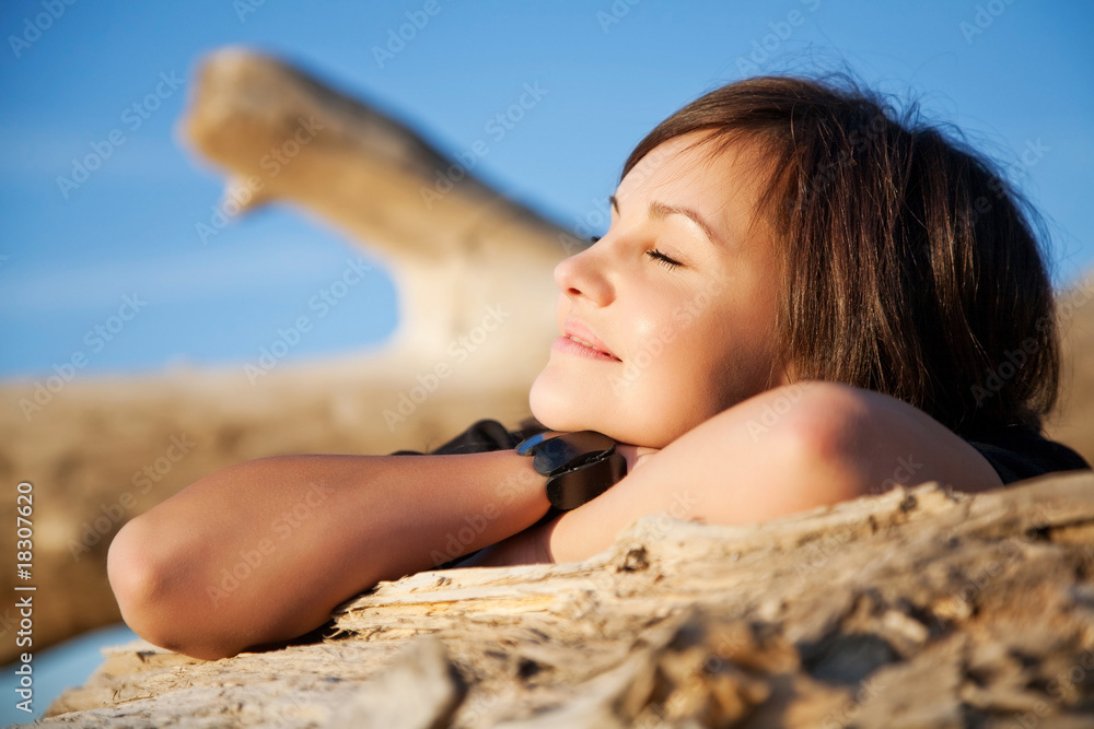 Bright photo of a beautiful model relaxing