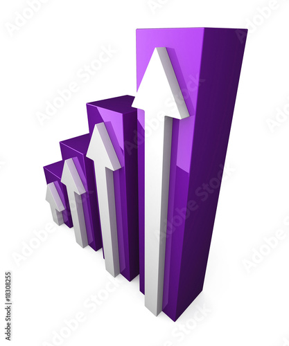 Purple 3D graph with white arrow