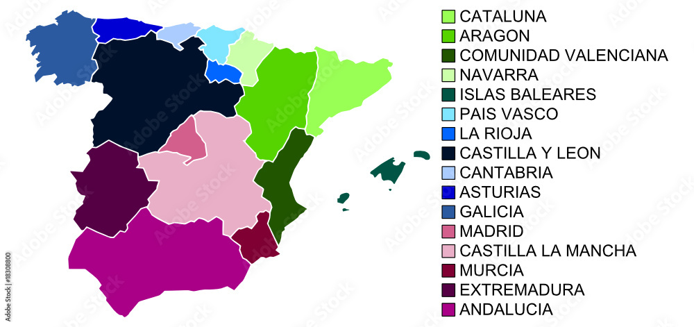Carte D Espagne Par Regions Stock Vector Adobe Stock