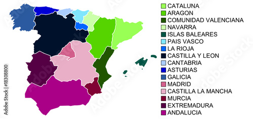 Carte d'Espagne par régions
