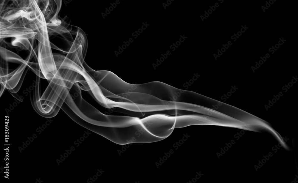 White Abstract fume shapes over black White Abstract fume shapes over black