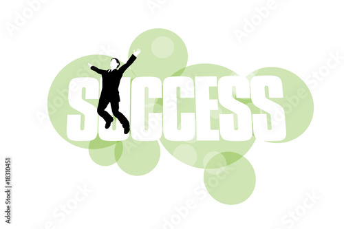 Businessman jumping for joy against success background