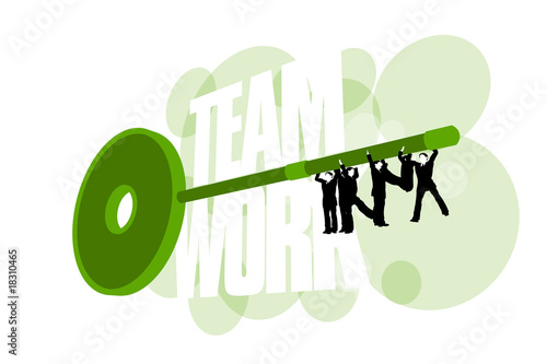 Businessmen work together to create the teeth of a key