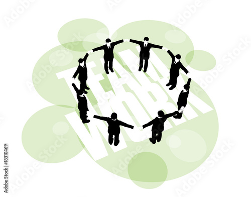 Businessmen form a secure ring by holding hands