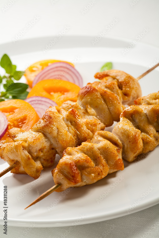 Grilled meat and vegetables