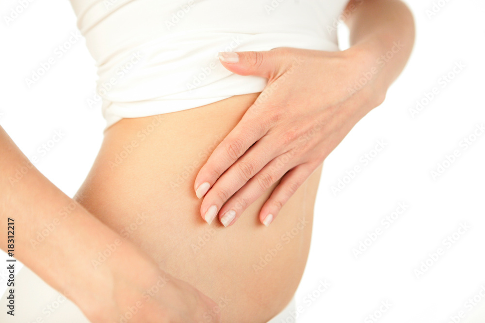 Woman's hand on stomach