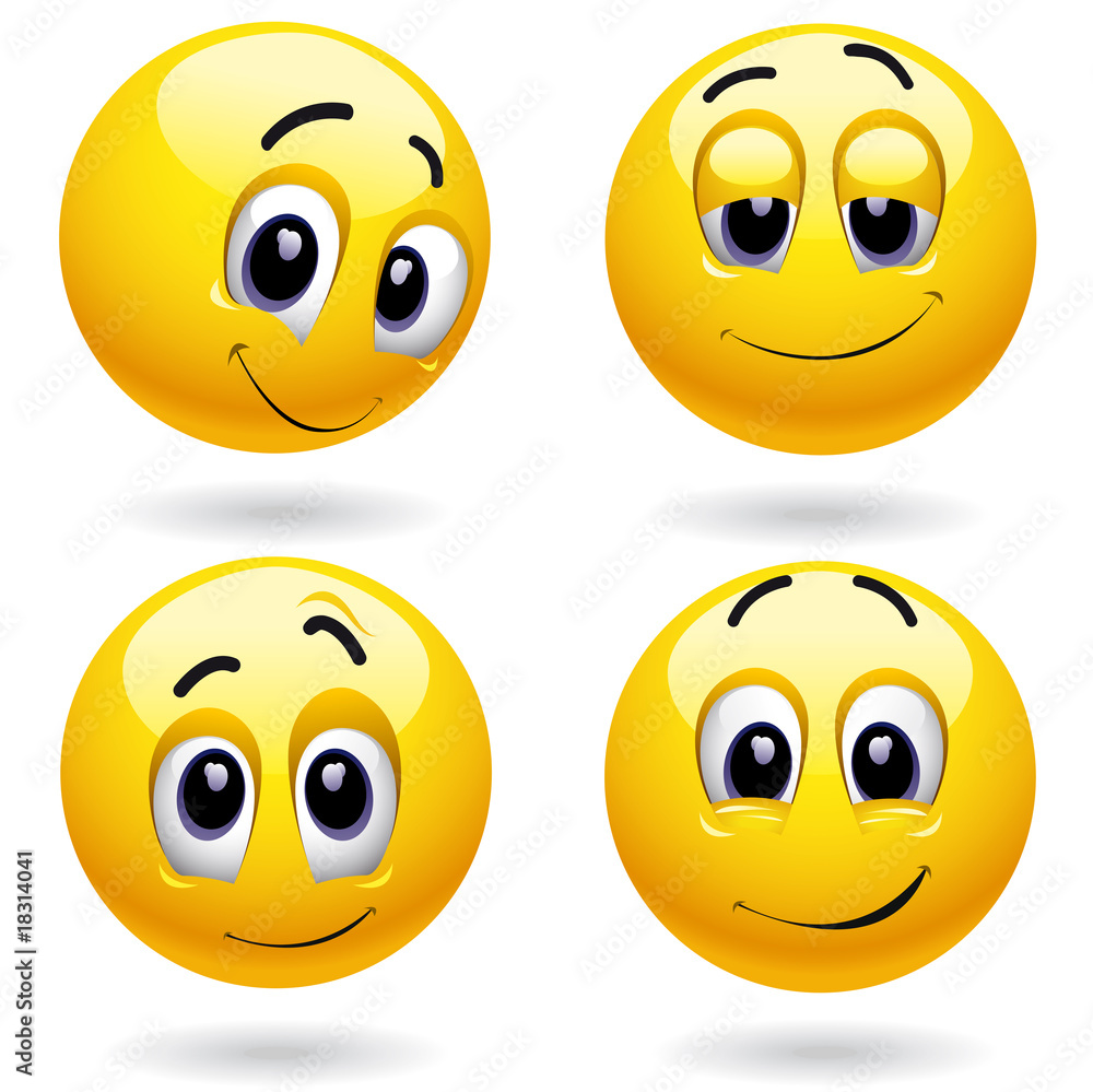 Self-satisfied smiley balls posing Self-satisfied smiley balls posing