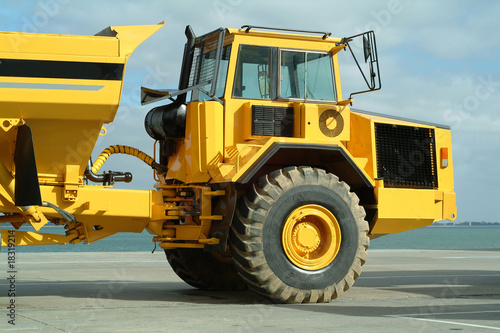 Large dumper truck in construction site