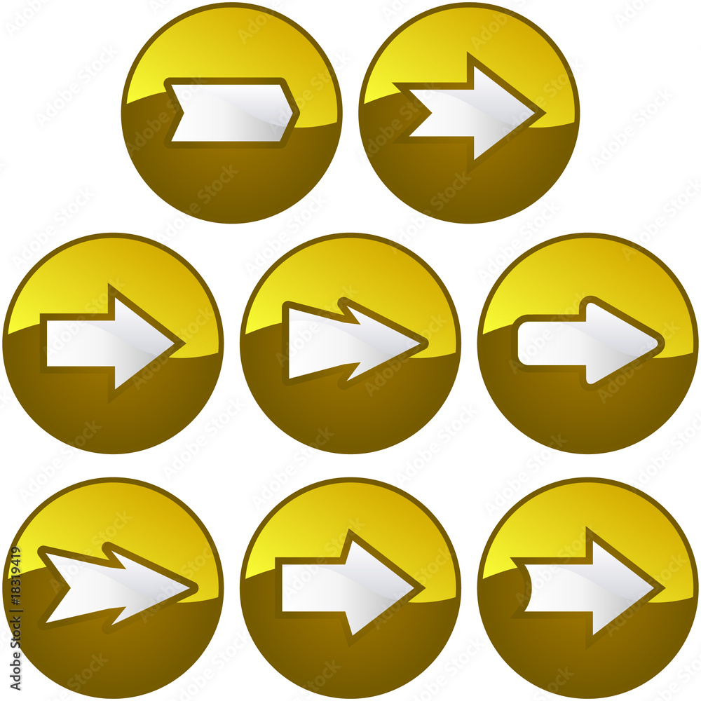 Set of gold arrows. Vector illustration. Set of gold arrows. Vector illustration.