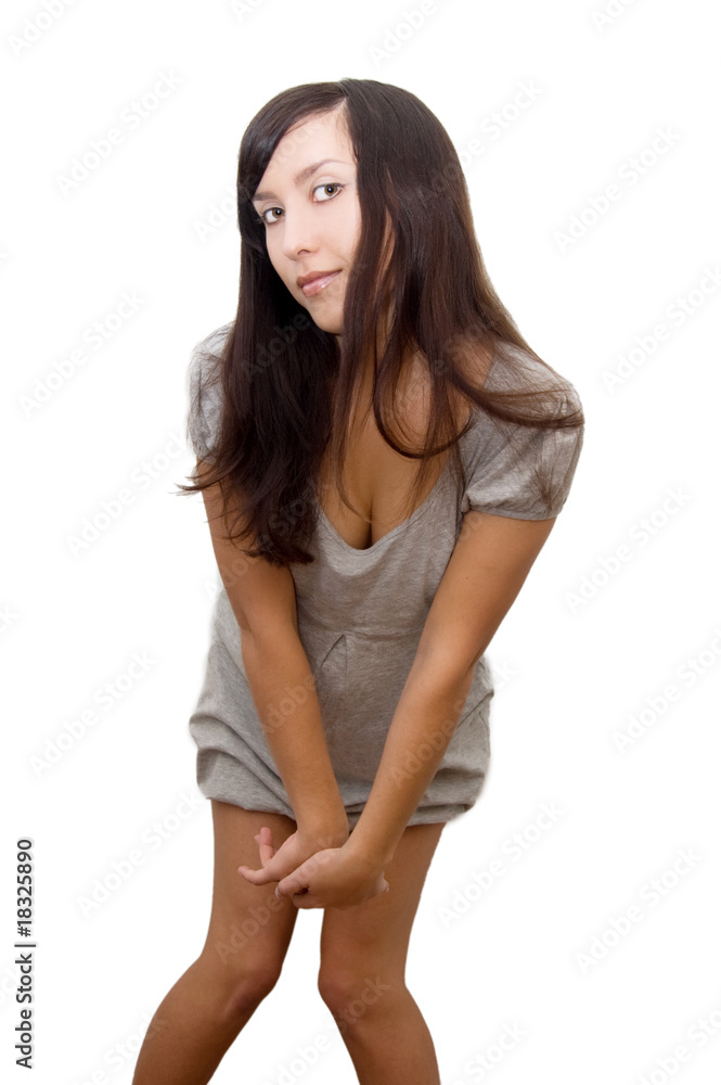 Pretty brunette in funny pose Pretty brunette in funny pose