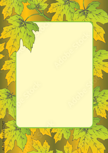 Beautiful frame of autumn leaves. Vector art-illustration.
