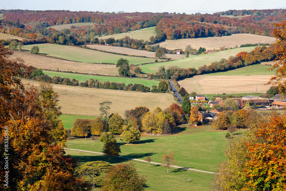View over an autumn landscape in Oxfordshire, England