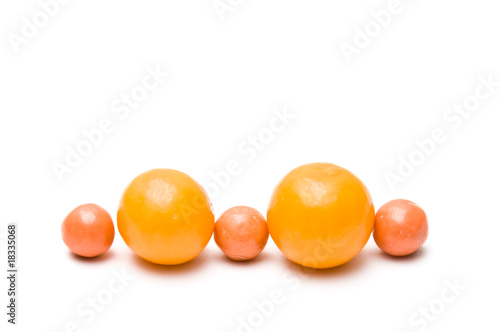 Line of small assortment balls and chewing gums