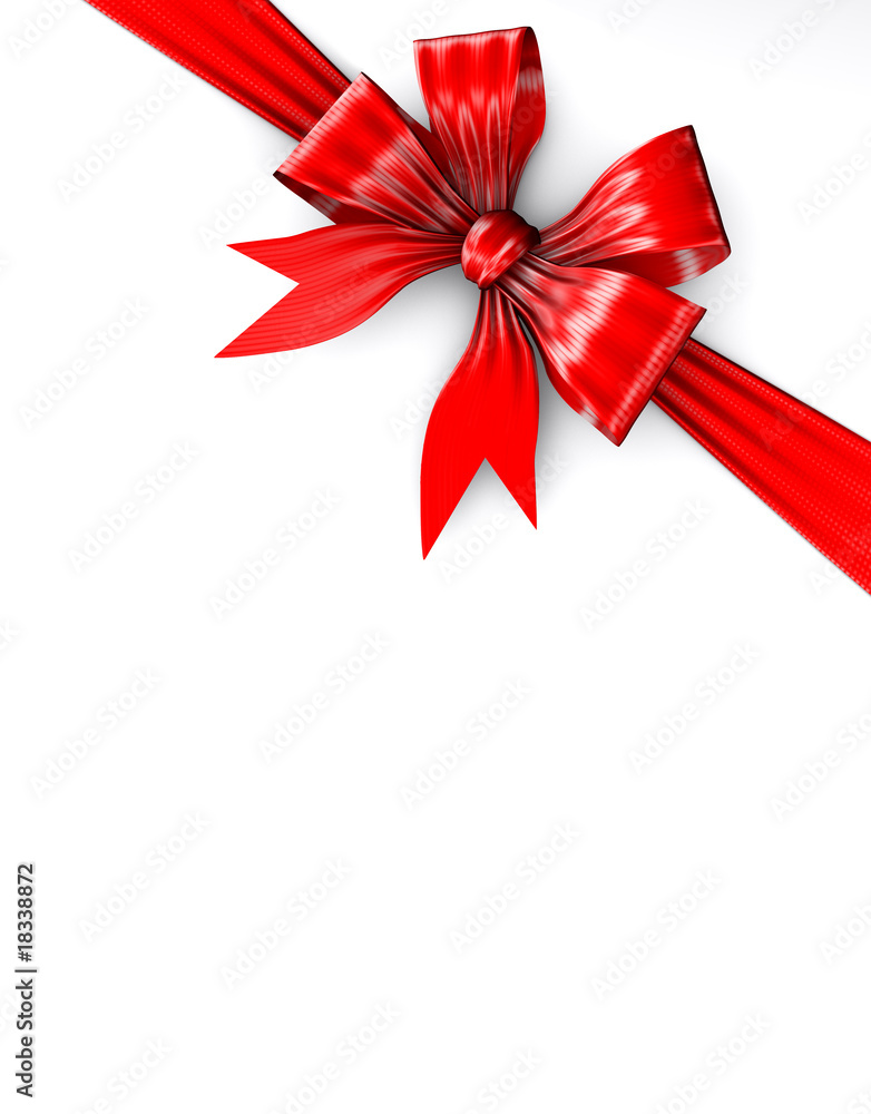 Red bow on white gift Red bow on white gift