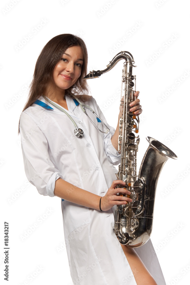 Fototapeta premium Sexy doctor with saxophone