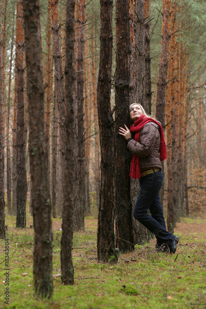 Young alone women in forest Young alone women in forest