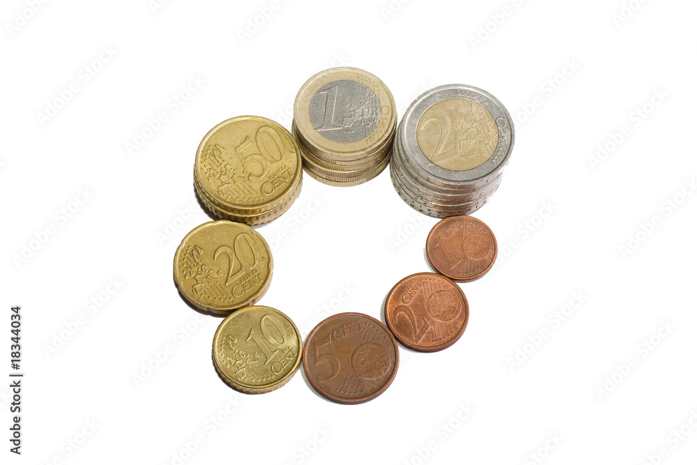 euro coins stack with all kind of pieces euro coins stack with all kind of pieces
