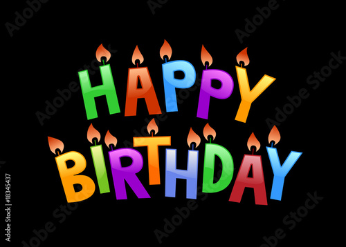 happy birthday letters balck background