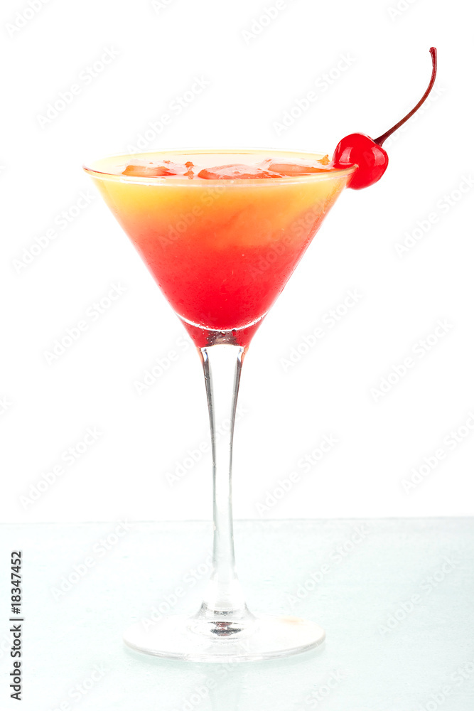 Tequila sunrise alcohol cocktail with ice and maraschino Tequila sunrise alcohol cocktail with ice and maraschino