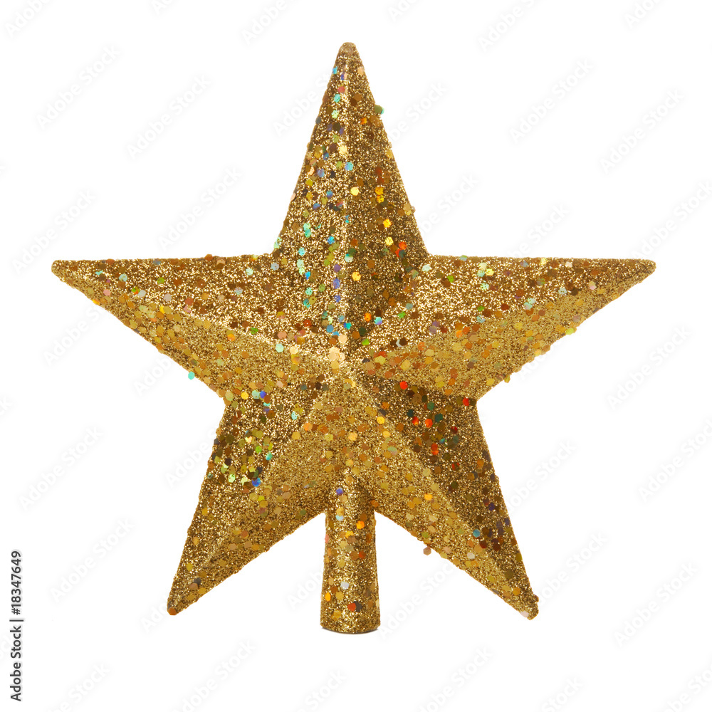 Gold Christmas star with clipping path isolated on white Gold Christmas star with clipping path isolated on white