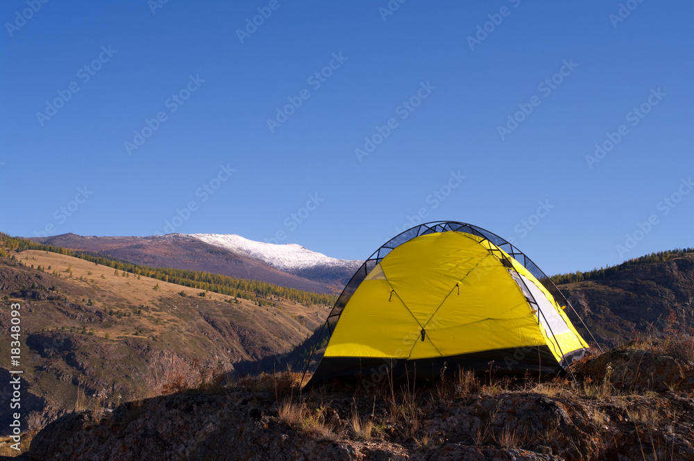 Yellow touristic tent