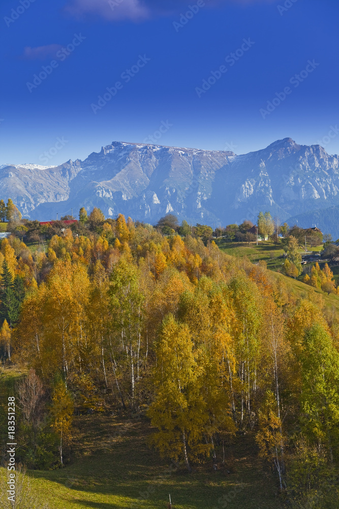 Beautiful mountain autumn scenery with blue sky Beautiful mountain autumn scenery with blue sky