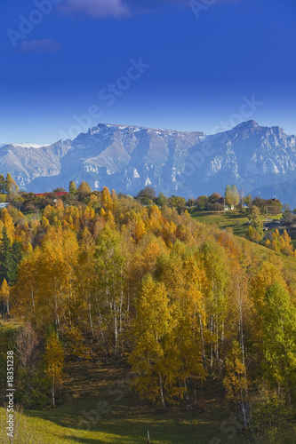 Beautiful mountain autumn scenery with blue sky
