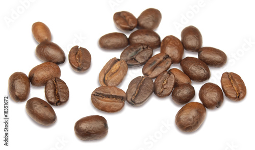 Coffee seeds isolated on white