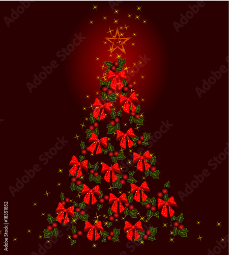 albero di natale con fiocchi rossi Stock Vector | Adobe Stock