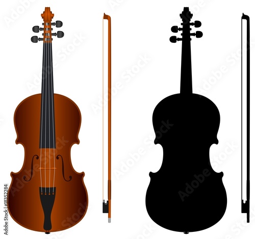 violin with black silhouette