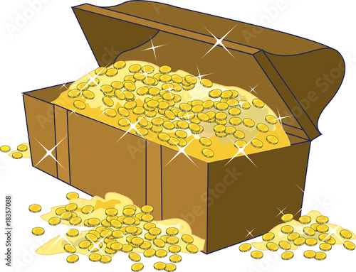 open treasure chest with coins