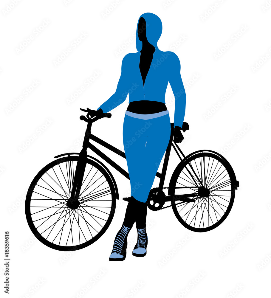Female Bicycle Rider Illustration Silhouette Female Bicycle Rider Illustration Silhouette